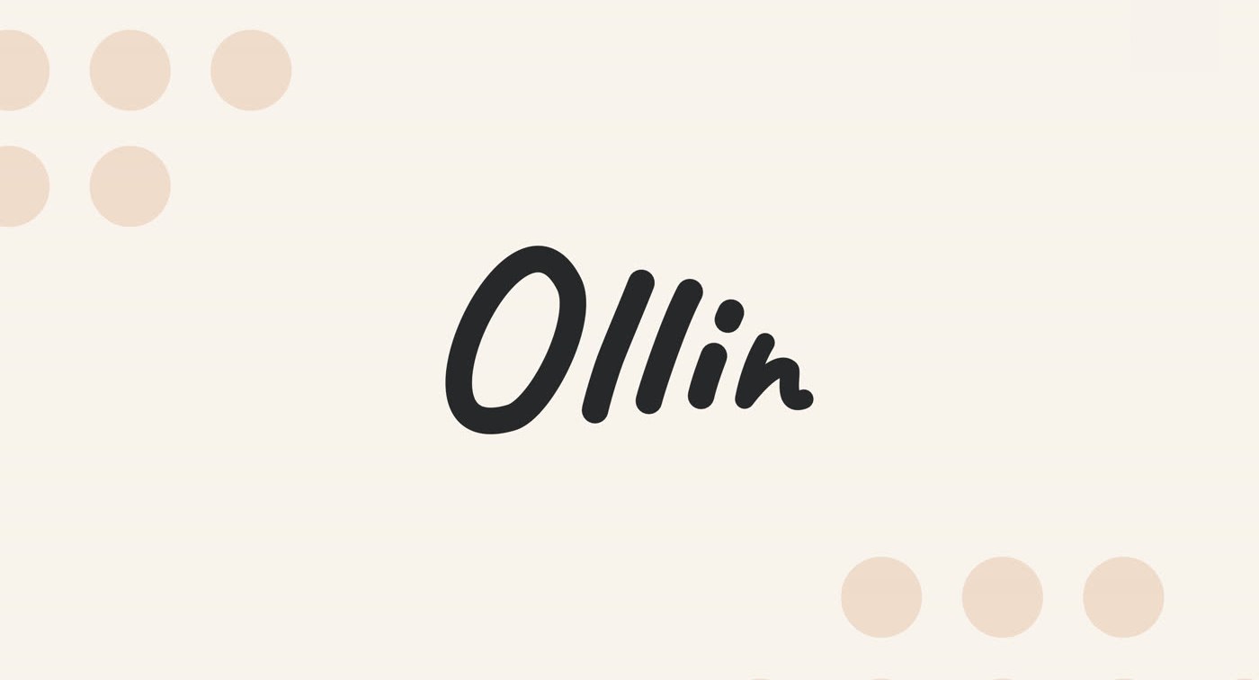 Koncept A - odręczny logotyp Ollin na kremowym tle