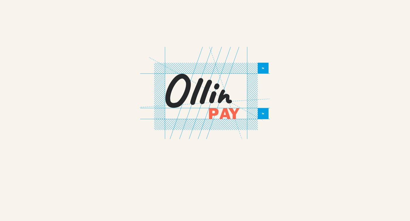 OllinPay - konstrukcja logotypu na siatce z polem ochronnym